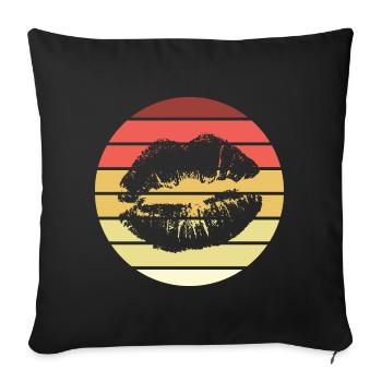 Lèvres Retro Style Vintage - Housse de coussin décorative 45 x 45 cm - noir - Devant