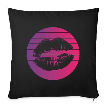 Lèvres Retro Style Vintage - Housse de coussin décorative 45 x 45 cm - noir - Devant
