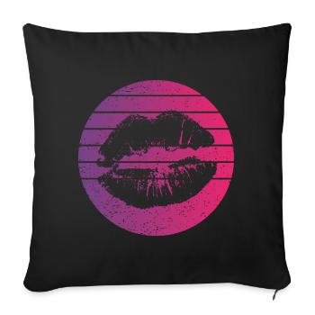 Lèvres Retro Style Vintage - Housse de coussin décorative 45 x 45 cm - noir - Devant