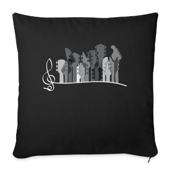 Black and white guitar with music bar, guitarist - Sofa pillowcase 17,3'' x 17,3'' (45 x 45 cm) - black - Front