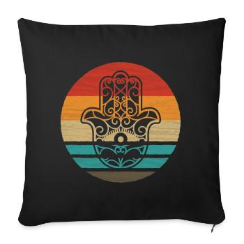 Hamsa Hand of Fatima Retro Style Vintage - Sofa pillowcase 17,3'' x 17,3'' (45 x 45 cm) - black - Front
