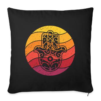 Hamsa Hand of Fatima Retro Style Vintage - Sofa pillowcase 17,3'' x 17,3'' (45 x 45 cm) - black - Front