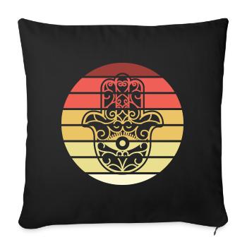 Hamsa Main de Fatima Retro Style Vintage - Housse de coussin décorative 45 x 45 cm - noir - Devant