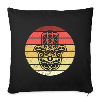Hamsa Hand of Fatima Retro Style Vintage - Sofa pillowcase 17,3'' x 17,3'' (45 x 45 cm) - black - Front