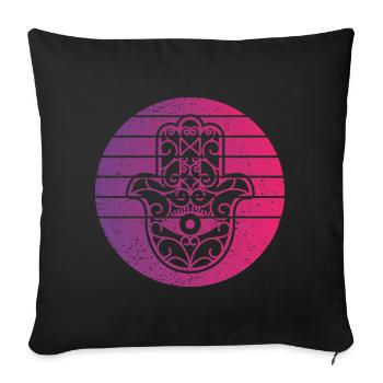 Hamsa Main de Fatima Retro Style Vintage - Housse de coussin décorative 45 x 45 cm - noir - Devant