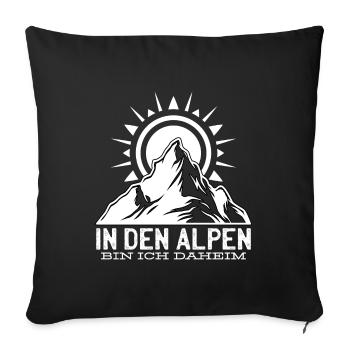 In den Alpen bin ich daheim Berge Wanderer - Sofakissenbezug 45 x 45 cm - Schwarz - Vorne