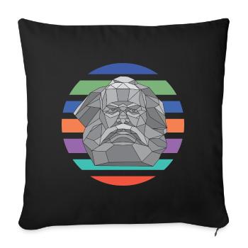 Karl Mag's complementary | Karl Marx - round retro - Sofa pillowcase 17,3'' x 17,3'' (45 x 45 cm) - black - Front
