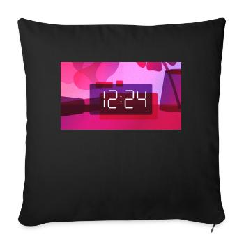 Time – 12:24 PM - Sofa pillowcase 17,3'' x 17,3'' (45 x 45 cm) - black - Front