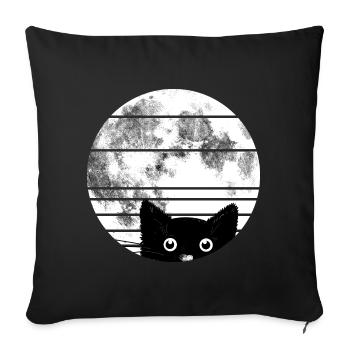 Chat avec lune - Housse de coussin décorative 45 x 45 cm - noir - Devant