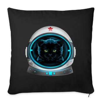 angry space cat astronaut - Sofa pillowcase 17,3'' x 17,3'' (45 x 45 cm) - black - Front