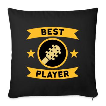 Best guitar player (guitar, circle, banner) - Sofa pillowcase 17,3'' x 17,3'' (45 x 45 cm) - black - Front