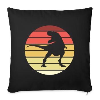 Dinosaure Rétro Style Vintage - Housse de coussin décorative 45 x 45 cm - noir - Devant