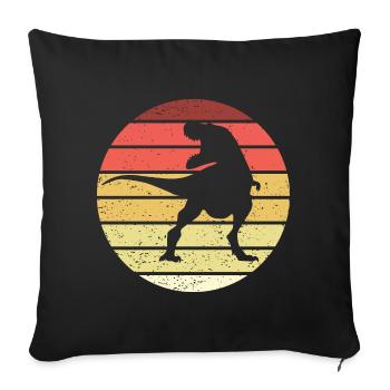 Dinosaure Rétro Style Vintage - Housse de coussin décorative 45 x 45 cm - noir - Devant