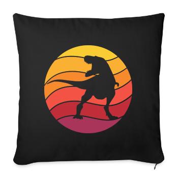 Dinosaure Rétro Style Vintage - Housse de coussin décorative 45 x 45 cm - noir - Devant