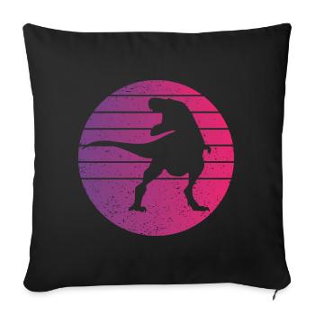 Dinosaure Rétro Style Vintage - Housse de coussin décorative 45 x 45 cm - noir - Devant