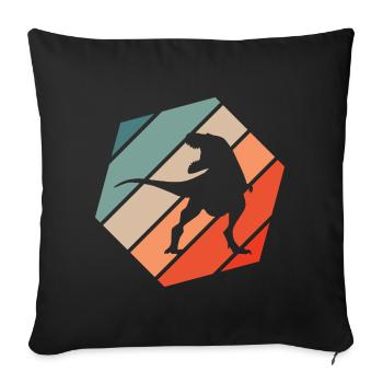 Dinosaure Rétro Style Vintage - Housse de coussin décorative 45 x 45 cm - noir - Devant