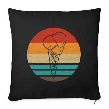 Cornet de crème glacée Retro Style Vintage - Housse de coussin décorative 45 x 45 cm - noir - Devant