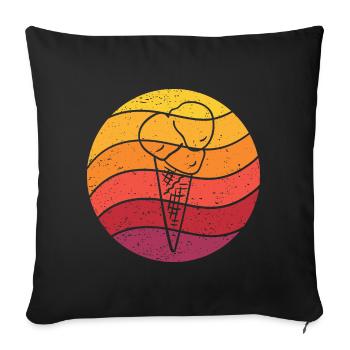 Cornet de crème glacée Retro Style Vintage - Housse de coussin décorative 45 x 45 cm - noir - Devant