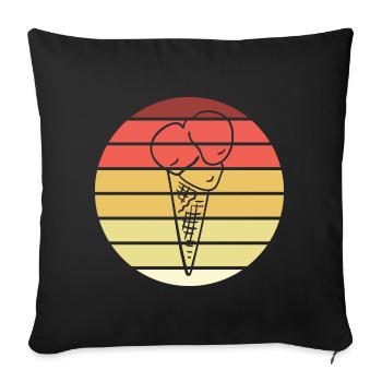 Cornet de crème glacée Retro Style Vintage - Housse de coussin décorative 45 x 45 cm - noir - Devant