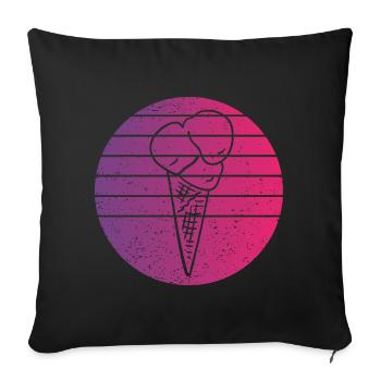 Cornet de crème glacée Retro Style Vintage - Housse de coussin décorative 45 x 45 cm - noir - Devant