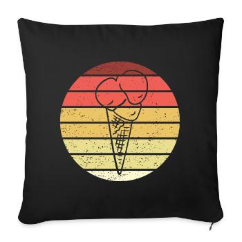 Cornet de crème glacée Retro Style Vintage - Housse de coussin décorative 45 x 45 cm - noir - Devant