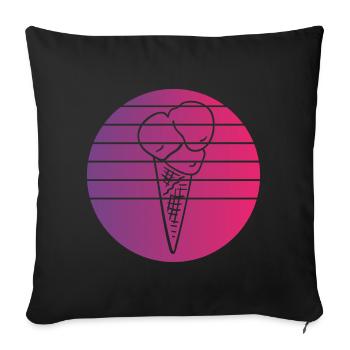 Cornet de crème glacée Retro Style Vintage - Housse de coussin décorative 45 x 45 cm - noir - Devant