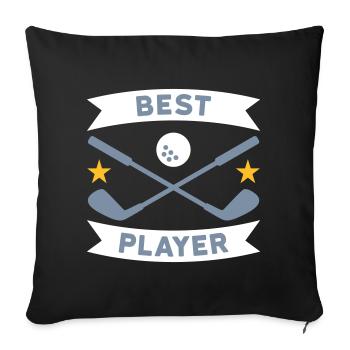 Best golf player (banners, stars, golf clubs) - Sofa pillowcase 17,3'' x 17,3'' (45 x 45 cm) - black - Front