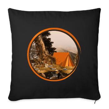 nostalgic tent - camping in nature - Sofa pillowcase 17,3'' x 17,3'' (45 x 45 cm) - black - Front