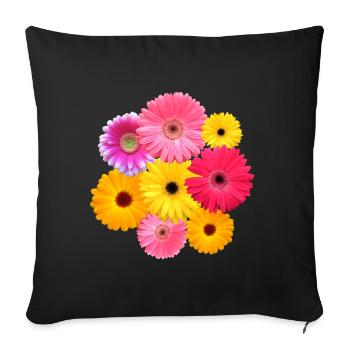 Gerbera Blume bunt blühende Gerberas Blüten floral - Sofakissenbezug 45 x 45 cm - Schwarz - Vorne