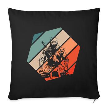 Ninja Retro Style Vintage - Sofa pillowcase 17,3'' x 17,3'' (45 x 45 cm) - black - Front