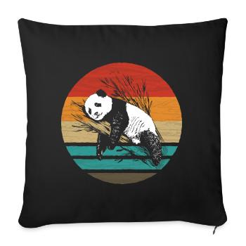 Panda Retro Style Vintage - Housse de coussin décorative 45 x 45 cm - noir - Devant