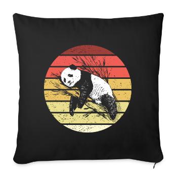 Panda Retro Style Vintage - Sofa pillowcase 17,3'' x 17,3'' (45 x 45 cm) - black - Front