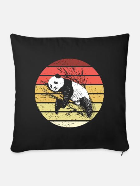 Panda Retro Style Vintage - Sofakissenbezug 45 x 45 cm - Schwarz