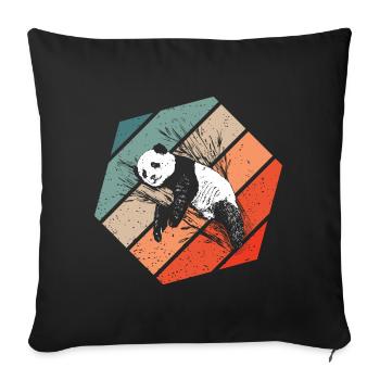 Panda Retro Style Vintage - Sofa pillowcase 17,3'' x 17,3'' (45 x 45 cm) - black - Front