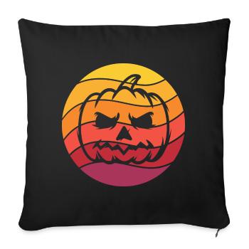 Citrouille Rétro Style Vintage - Housse de coussin décorative 45 x 45 cm - noir - Devant