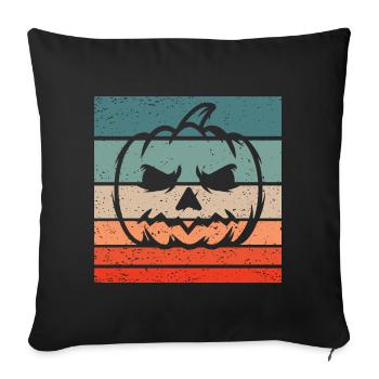 Citrouille Rétro Style Vintage - Housse de coussin décorative 45 x 45 cm - noir - Devant