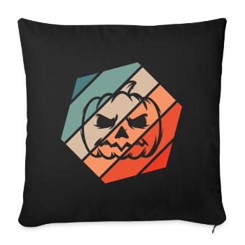 Citrouille Rétro Style Vintage - Housse de coussin décorative 45 x 45 cm - noir - Devant