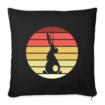 Lapin Rétro Style Vintage - Housse de coussin décorative 45 x 45 cm - noir - Devant