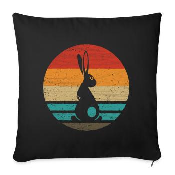 Lapin Rétro Style Vintage - Housse de coussin décorative 45 x 45 cm - noir - Devant