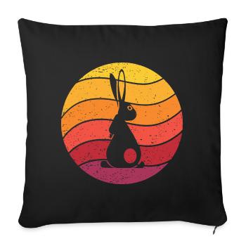 Lapin Rétro Style Vintage - Housse de coussin décorative 45 x 45 cm - noir - Devant