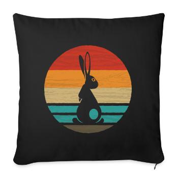 Lapin Rétro Style Vintage - Housse de coussin décorative 45 x 45 cm - noir - Devant