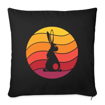 Lapin Rétro Style Vintage - Housse de coussin décorative 45 x 45 cm - noir - Devant