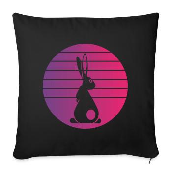 Lapin Rétro Style Vintage - Housse de coussin décorative 45 x 45 cm - noir - Devant