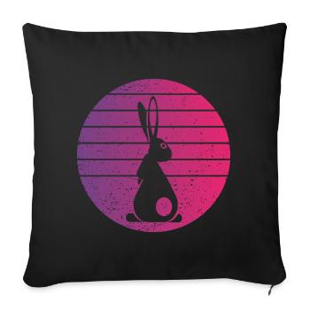 Lapin Rétro Style Vintage - Housse de coussin décorative 45 x 45 cm - noir - Devant