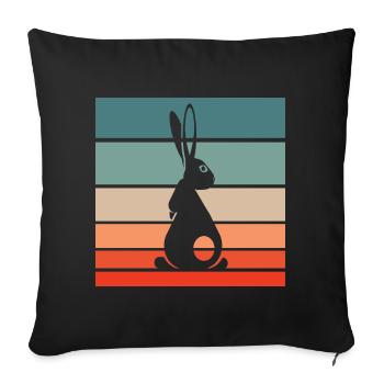 Lapin Rétro Style Vintage - Housse de coussin décorative 45 x 45 cm - noir - Devant