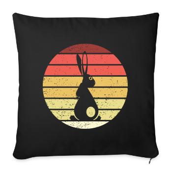 Lapin Rétro Style Vintage - Housse de coussin décorative 45 x 45 cm - noir - Devant