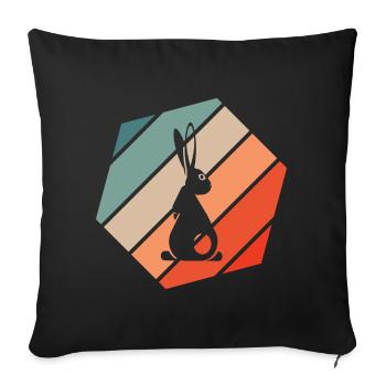 Lapin Rétro Style Vintage - Housse de coussin décorative 45 x 45 cm - noir - Devant