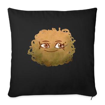 Petit Monstre pelote n°5 – jaune - Housse de coussin décorative 45 x 45 cm - noir - Devant