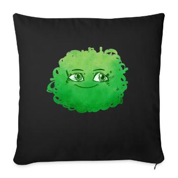 Little Pelota Monster n°5 – green - Sofa pillowcase 17,3'' x 17,3'' (45 x 45 cm) - black - Front