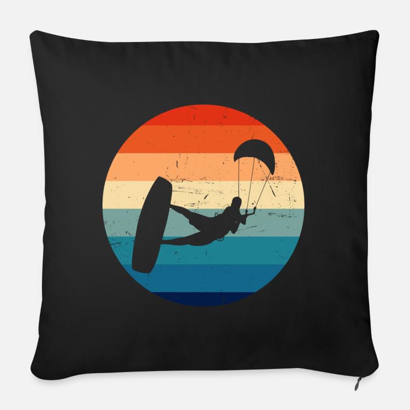 Kitesurfer Kiten Kite Kitesurfen Damen Herren - Sofakissenbezug 45 x 45 cm - Schwarz
